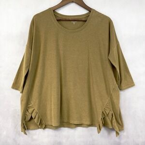 Garnet Hill Boxy Ruffle Tee Women XS Organic‎ Cotton Tencel Minimal Lagen Indie